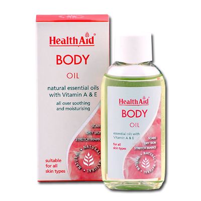 ACEITE CORPORAL HEALTH AID 50ml, hidrata, suaviza y restaura la textura natural de la piel.