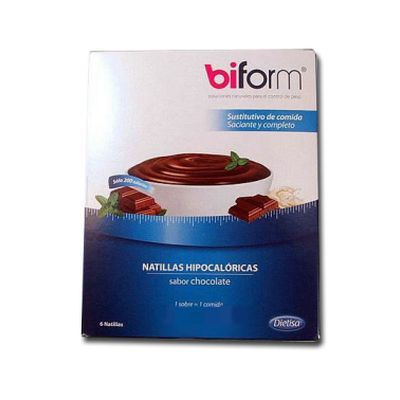 NATILLAS HIPOCALÓRICAS SUSTITUTIVAS SABOR CHOCOLATE BIFORM 6 sobres de 50 gr, control de peso.