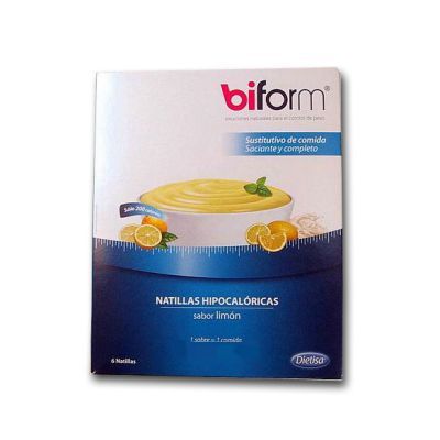 NATILLAS HIPOCALÓRICAS SUSTITUTIVAS SABOR LIMÓN BIFORM 6 sobres de 50 gr, control de peso.