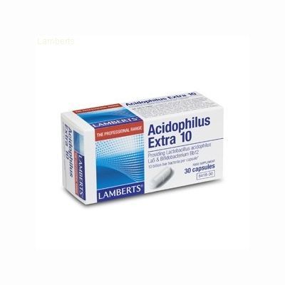 Complemento alimenticio ACIDOFILUS Extra 10 30cap, sistema digestivo.