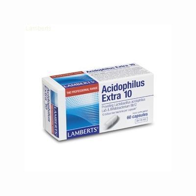 Complemento alimenticio ACIDOFILUS Extra 10 60cap, sistema digestivo.