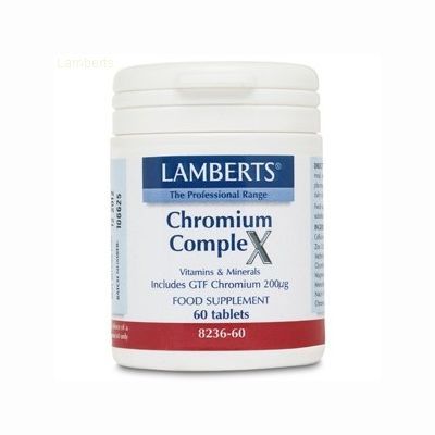Complemento alimenticio CROMO COMPLEX 60comp, regula el metabolismo de glucosa en sangre.