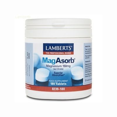 Complemento alimenticio de Magnesio MAGASORB 150mg 180comp, crecimiento de los huesos y la función de los nervios y músculos.