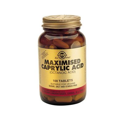 ÁCIDO CAPRÍLICO MAXIMIZADO Caprylic Acid 100 comp, para controlar la candida albicans.