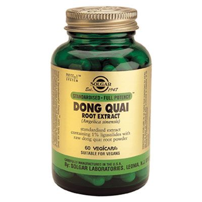 DONG QUAI EXTRACTO DE RAÍZ 60 cap, alivia síntomas de síndrome premenstrual.