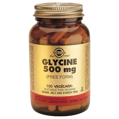 GLICINA Glycine 500 mg 100 cap, actúa en la síntesis del ADN, los fosfolípidos y el colágeno.