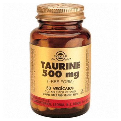 TAURINA Taurine 500 mg 50 cap, cerebro, corazón, vesícula biliar, ojos y sistema cardiovascular.