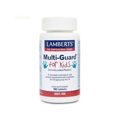 Fórmulas Multinutrientes MULTI-GUARD FOR KIDS masticable 100comp, vitaminas y minerales para el buen funcionamiento del organismo.