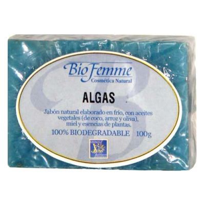 Jabón de ALGAS 100gr BIOFEMME, adelgazante, hidratante y nutritivo.