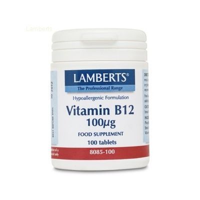 VITAMINA B12 100mcg 100comp, interviene en la regeneración de la médula ósea, el metabolismo del tejido nervioso y el sistema cardiovascular.