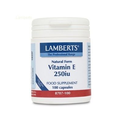 VITAMINA E NATURAL 250ui 100cap, antioxidante dietético, bienestar del corazón, pulmones y vasos sanguíneos.