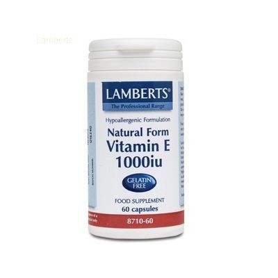 VITAMINA E NATURAL 1000ui 60cap, antioxidante dietético, bienestar del corazón, pulmones y vasos sanguíneos.