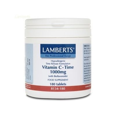 Vitamina C Liberación Sostenida 1000mg 180comp, para el buen estado del sistema inmune, de los huesos, los dientes y las encías.