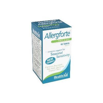Complemento alimenticio ALLERGFORTE HEALTH AID 60comp, acción moduladora y reequilibrante de nuestro sistema inmune para combatir cuadros alérgicos.