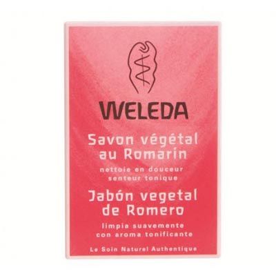 JABÓN VEGETAL DE ROMERO 100 g, limpia y tonifica sin resecar.