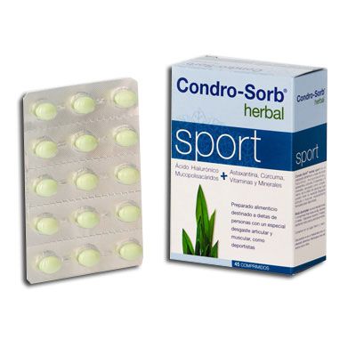 Preparado alimenticio CONDROSORB HERBAL SPORT 45 comp, desgaste articular y muscular.